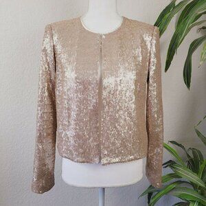 Zoe by Rachel Zoe Matte Sequined Jacket Rose Gold Metallic Sz Sm Evening Wear